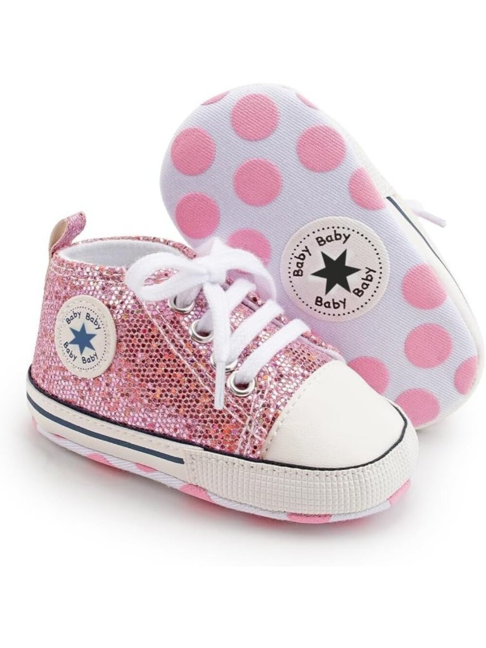 Unisex Baby High-Top Canvas Sneakers, Anti-Slip Soft Sole for First Walkers
